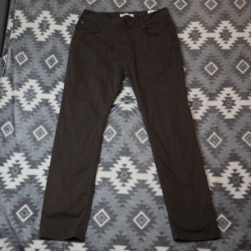 Billy Reid Slim Cut Mens Pants 34x31" Brown Charcoal Cotton Stretch 5 Pocket